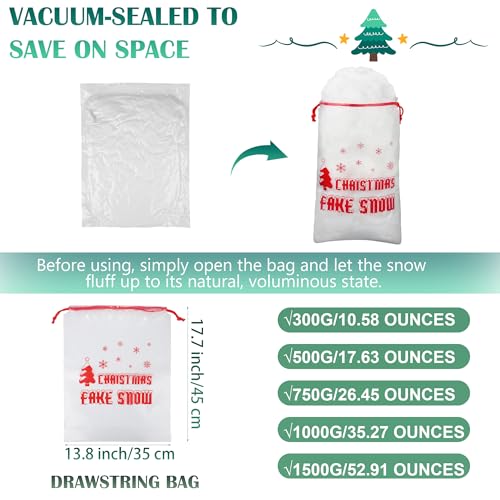 Aodaer 750g Artificial Snow for Christmas Decorations Indoor Outdoor Holiday Winter Scene