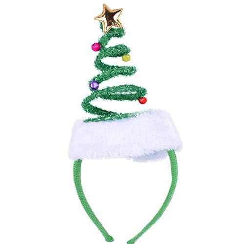 ADJOY Springy Christmas Tree Headband with Bells Star Headwear - One Size Fits Most