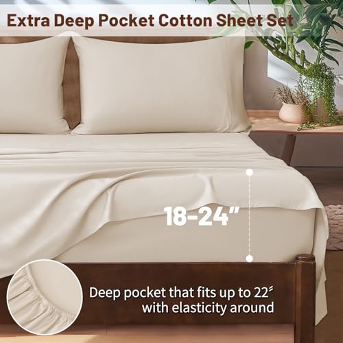 Overket Extra Deep Pocket King Sheets 18-24 Inch Linen 1000 TC Egyptian Cotton