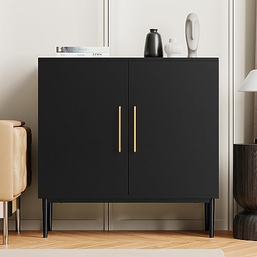 REHOOPEX Black Flat Panel Storage Cabinet with Doors - 1 Piece