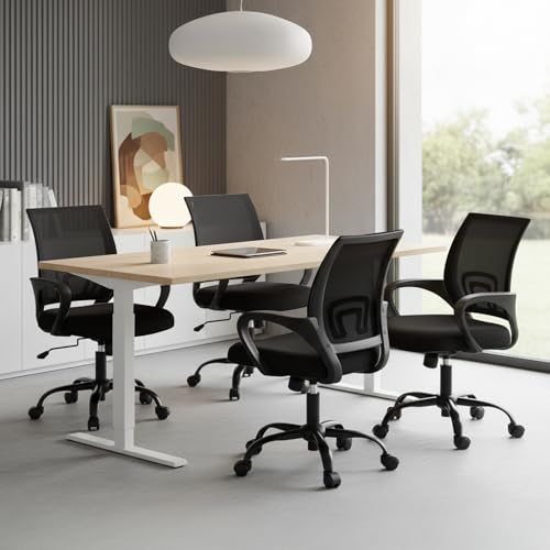 OLIXIS Office Desk Chair Set - Ergonomic Lumbar Support, 2 Pack, Black