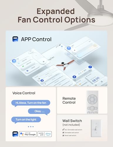 Black 42 Inch Smart Ceiling Fan with Lights and Remote - Quiet Modern Design