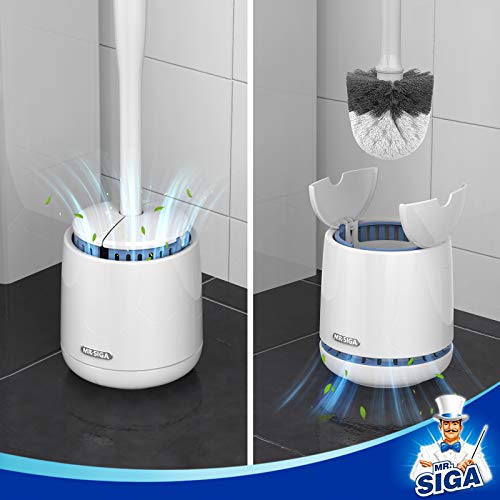 Toilet Bowl Brush and Holder Set - Long Handle, White, 2 Pack
