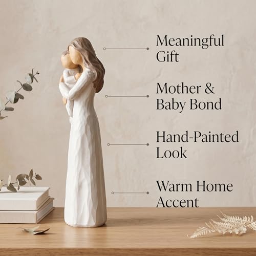 Mother & Son Hug Figurine - Hand Painted Resin Sculpture for Mom's Gift, Mother's Day, Shelf Decor
