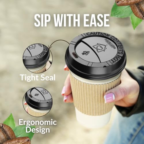 Homelance Disposable Black Coffee Cup Lids 10-20 oz, Leak-Proof & Heat-Resistant (Pack of 600)
