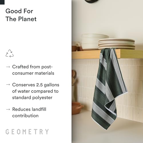 All Lined Up Kitchen Tea Towels - Microfiber Dish Towels, 5 Pack, Meadow