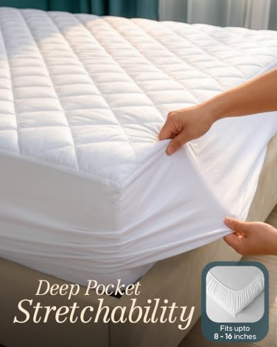 White Twin Mattress Pad Set of 2 - Fits 16-inch Deep Pocket Mattresses
