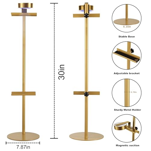 Adjustable Desktop Photo Frame Stand with Magnetic Wall Light - Gold, 30 Inch