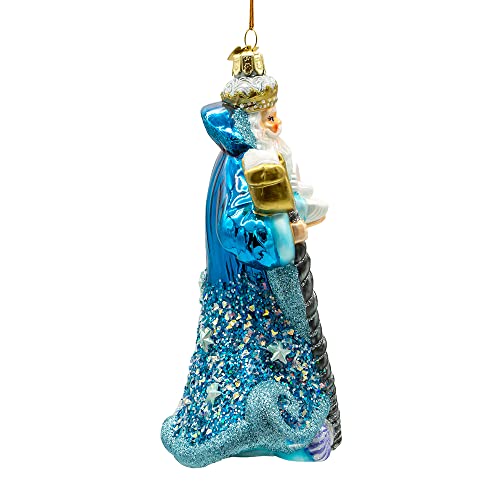 Kurt Adler 7-Inch Under The Sea Santa Glass Ornament - Holiday Decor