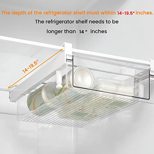 Vacane XL Deep Refrigerator Drawer Organizer, Adjustable 14-19.5 Inch Large Fridge Bin