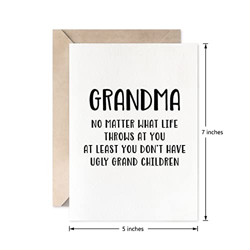 Funny Grandma Birthday Card Don’t Have Ugly Grandchildren – Mother’s Day & Christmas Gift from Grandson or Granddaughter