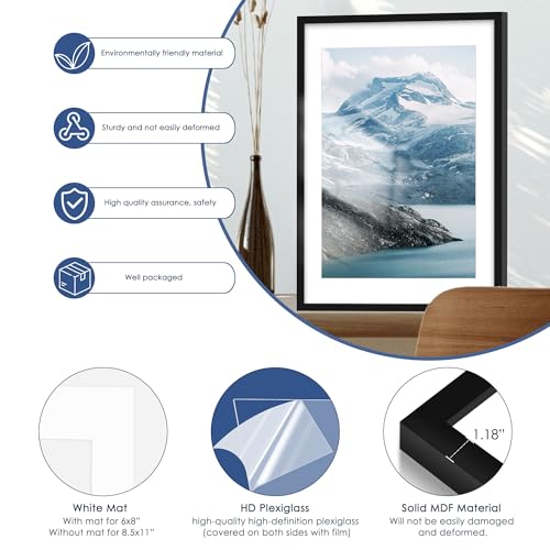 PEALSN Black 24x36 Poster Frame for Art & Photos with Mat - Fits 20x30 or 24x36 Posters