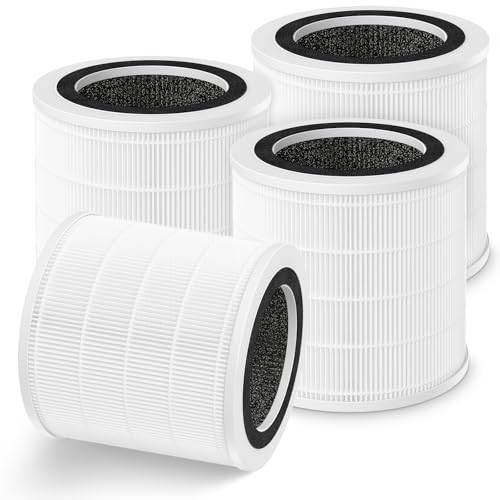 isinlive 4 Pack HEPA & Activated Carbon Filter Replacement for GoveeLife H7126 Mini Air Purifier
