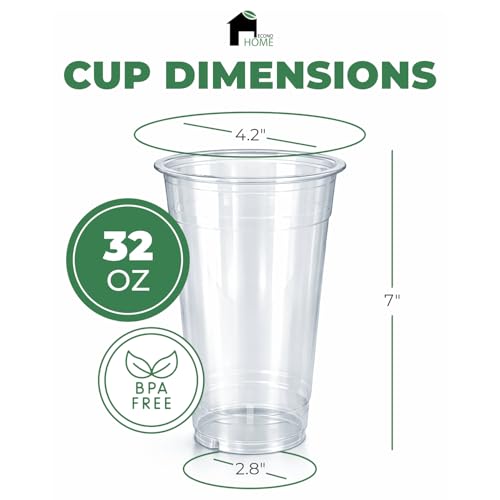 32oz Disposable Clear PET Plastic Cups Pack of 500 - Crack-Resistant & Eco-Friendly
