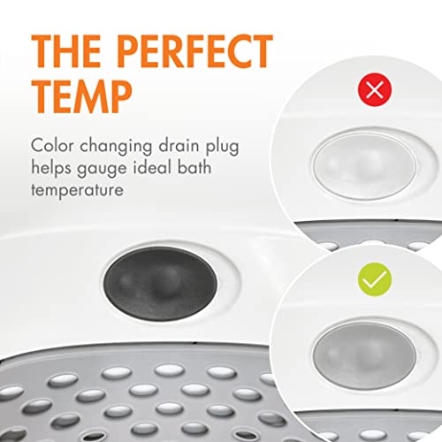 White Baby Bathtub with Support Positions & Color Changing Drain Plug - 0-18 Months