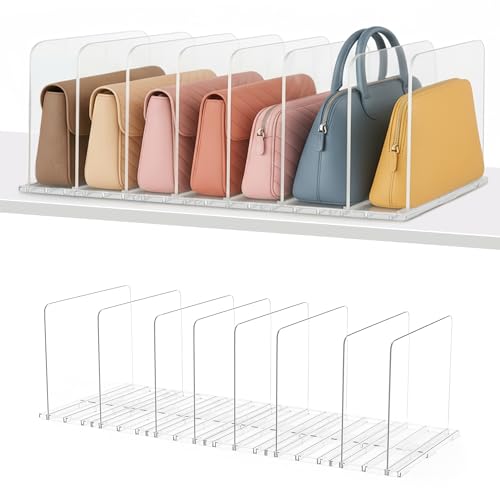Adjustable Clear Closet Shelf Dividers for Bags & Clothing Storage