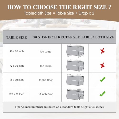 White Rectangle Tablecloth 90x156 Inch 6 Pack for 8ft Tables - Aocoz