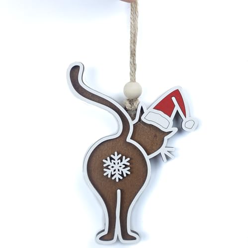 OENIZI To139 Wooden Christmas Ornament - Bad Kitty Broken Cat, 3.93in Holiday Tree Decor