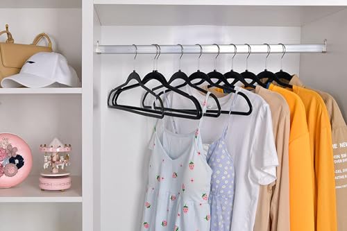 50-Pack Black Plastic Hangers - Slim Non-Slip Clothes Hangers with 360° Swivel Hook