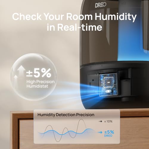 DREO 3L Bedroom Humidifier - Quiet 30H Runtime, Adjustable Mist, Black