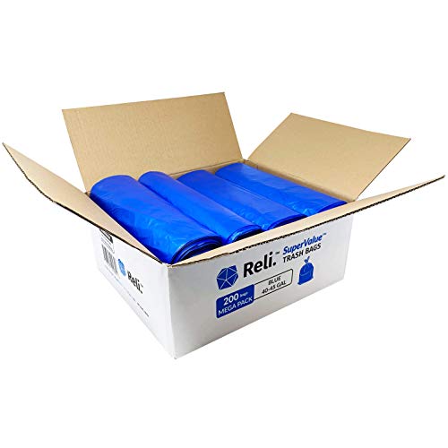 40-45 Gallon Recycling Trash Bags - Blue 200 Count Bulk Recyclable Garbage Liners
