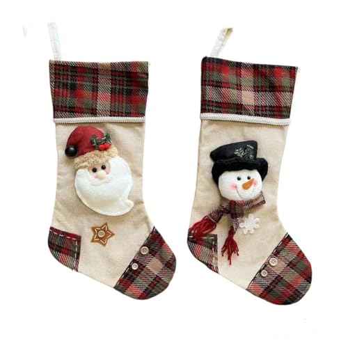 20" Santa Snowman Christmas Stockings Set of 2 Plush Xmas Personalized 20-Inch (Santa&Snowman)