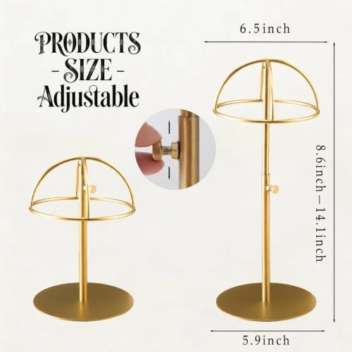 Gold Hat Display Stand 2PCS Stainless Steel Adjustable Cap Racks Modern Showroom