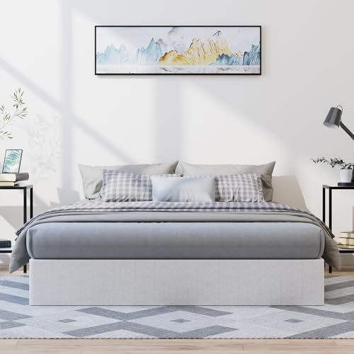 King Size Box Spring 9 Inch Heavy Duty Metal Mattress Foundation with Fabric Cover - Easy Assembly, 3000 lbs Capacity