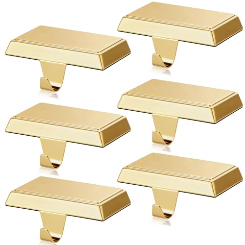 Seifar 2 Pack Gold Christmas Stocking Holders for Mantle, Heavy Duty