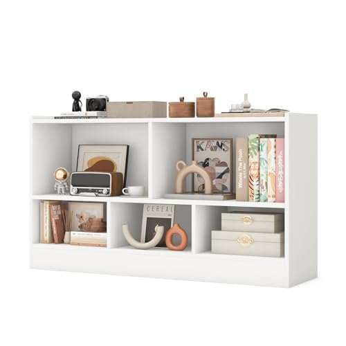 GIANTEX 5 Cube Bookcase - White Freestanding 2-Tier Open Bookshelf