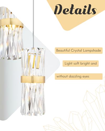 Ken & Ricky Gold Pendant Lights 3-Pack Kitchen Island Lighting - Mesh Crystal Design