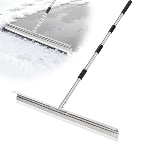 CAROD Silver 33.4-Inch Heavy Duty Floor Squeegee with Stainless Handle & Silicone Blade