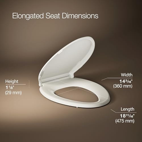 Kohler Cachet Nightlight Soft Close Toilet Seat Elongated Biscuit ReadyLatch
