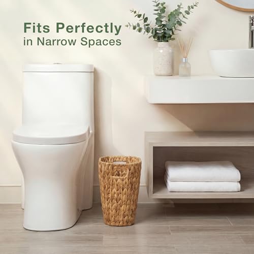 2-Pack 3 Gallon Wicker Trash Cans - Natural Water Hyacinth Waste Baskets for Bathroom, Bedroom, Office