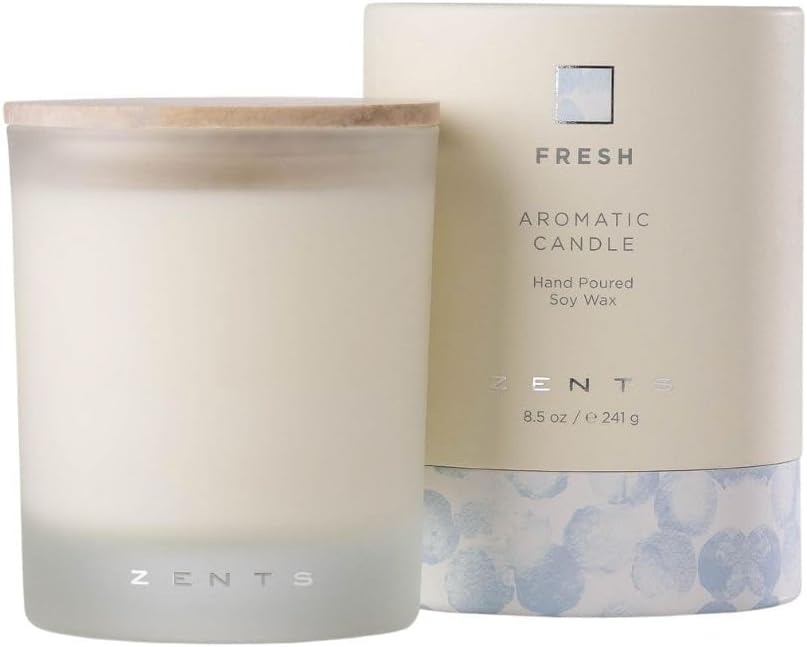 Zents Scented Soy Wax Candle (Earth - Sandalwood & Fir Needle), Large Jar Single Wick, Uplifting Home Decor Accent, 8.5 oz