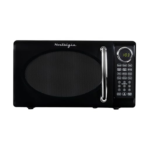 Nostalgia Retro Microwave Oven - 0.7 Cu Ft, 700W, Black, with Glass Turntable, Auto-Cook & Child Lock - Variation of THIS listing