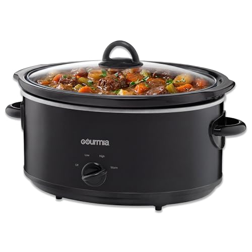 Gourmia 6 Quart Slow Cooker - Manual Controls, Removable Ceramic Pot, Black