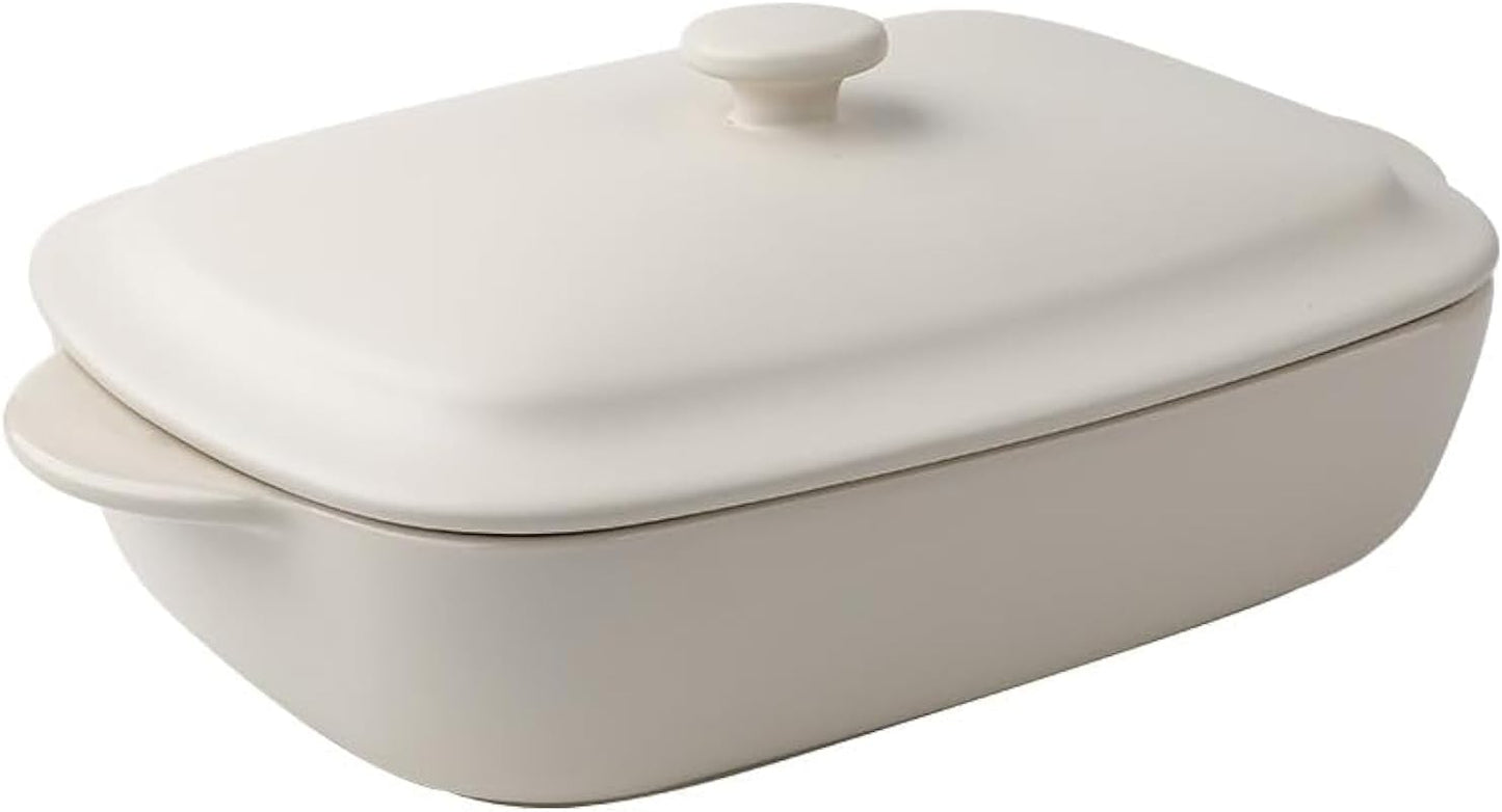 Skiennix Ceramic Casserole Dish - 33oz Covered Rectangular Bakeware with Lid | Oven & Dishwasher Safe