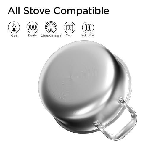 COOKER KING 5 Qt Stainless Steel Hybrid Sauté Pan with Lid, Nonstick Braiser & Chicken Fryer