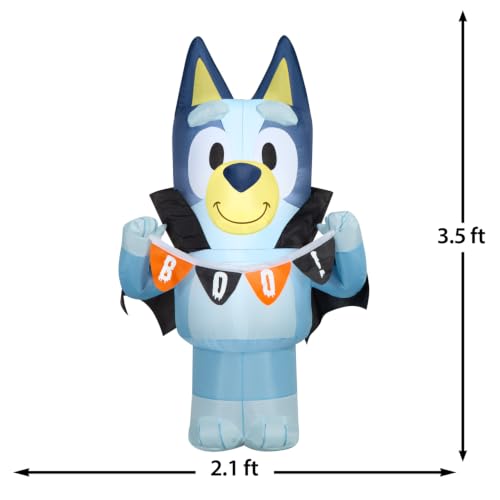 Bluey Halloween Inflatable - 3.5 Ft Lighted Vampire Yard Decoration with Jack O'Lantern & Stakes - Bluey Halloween