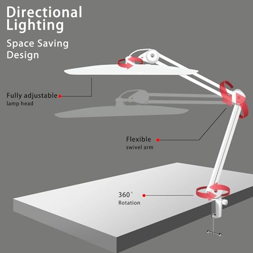 ATNailspro 38W Dimmable Nail Desk Lamp 3500 Lumens Studio Light with Clamp