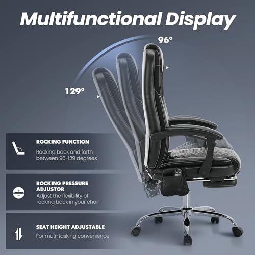 Big & Tall Massage Office Chair - Black, 300 lbs Capacity, Heat & Vibration