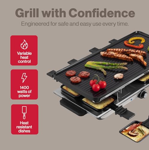 Swissmar Geneva Indoor Electric Raclette Grill for 8 People - Cast Aluminum Top