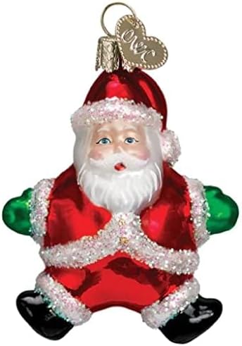 Mid-Century Santa Head Glass Blown Ornament - 3.25” for Christmas Tree Decor