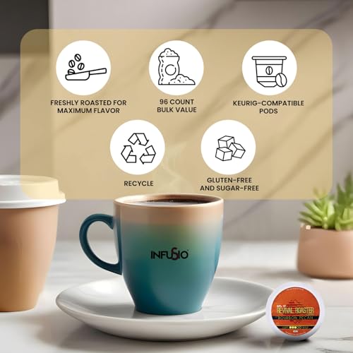 InfuSio Revival Coffee Pod Variety Pack - 96 Count Medium & Dark Roast Blends