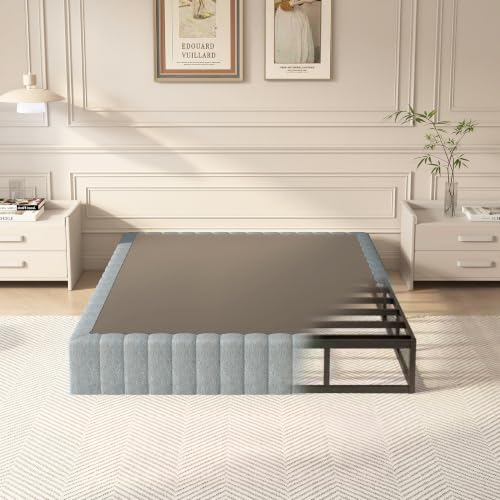 YORMDMO 9 Inch Queen Box Spring with Upholstered Fabric - High Profile Metal Bed Foundation