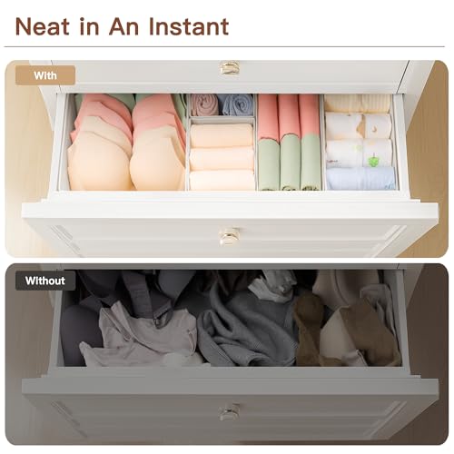 Criusia Drawer Organizer Clothes Set - Oatmeal / 10 Pack, Foldable Closet Dividers for Baby Clothes & Underwear