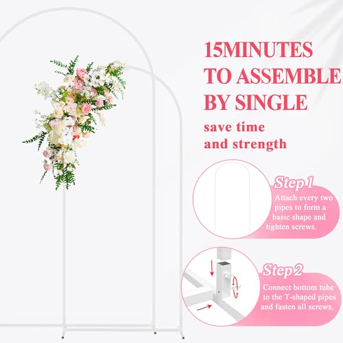 Wedding Arch Backdrop Stand Set 7.2FT & 6FT White Metal Frame - Elegant Party Decor