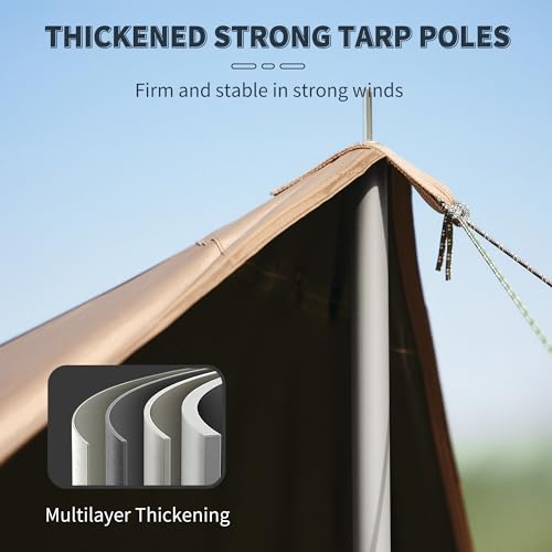 Naturehike 16.4 x 12.5 ft Waterproof Camping Tent Tarp with Poles & Rain Shelter