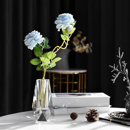 Kitcom Medium Crystal Vase for Home & Wedding Decor, Clear, 2.4x6.3 Inches